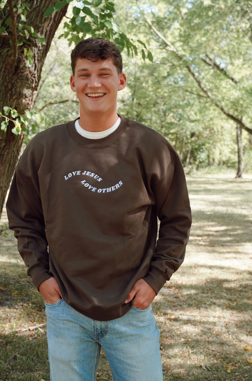Love Jesus, Love Others Crewneck - Dark Brown